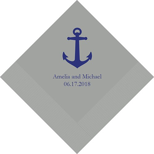 Anchor Personalized Napkins - Nautical Wedding